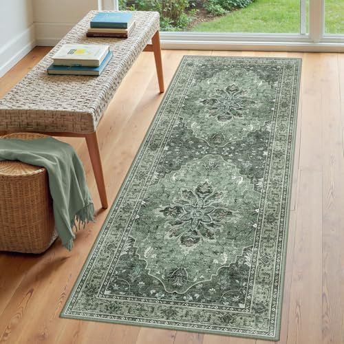 Washable Area Rug (Green/Dark Green/Gray / 3' x 7' (Rectangular))