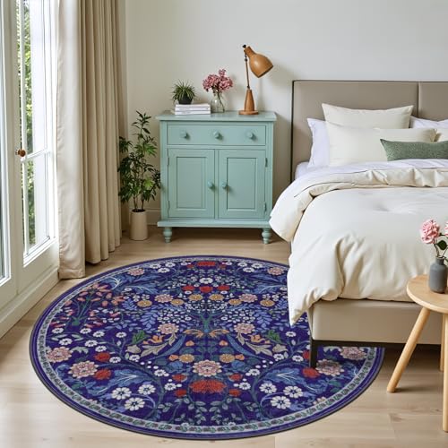 Round Area Rug Living Room (Blue / 6' (Round))