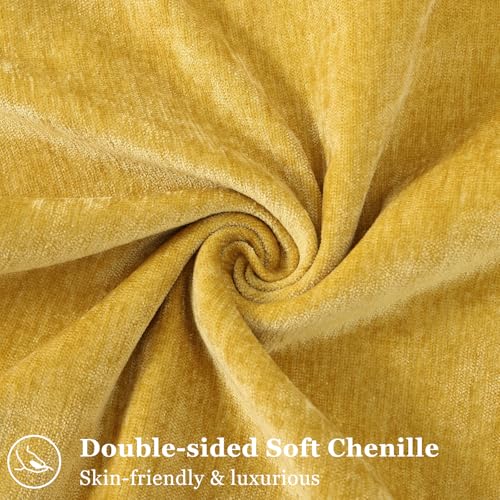 Chenille Mineral Yellow Throw Pillow Covers 26x26 Set of 2 (Mineral Yellow / 26" x 26" (Pack of 2))