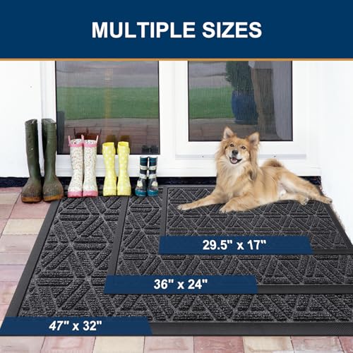 Front Door Mat Outside Entrance (Grey / 35" X 23")