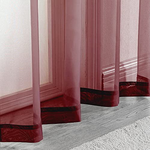 Sheer Curtains 54 inches Long 2 Panels Set (Burgundy / 42"W x 54"L (Pack of 2))