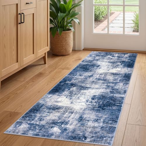 Abstract Runner Rug 2x5 Ft Washable Runners for Hallways (Navy/Grey/White / 2' x 5' (Rectangular))