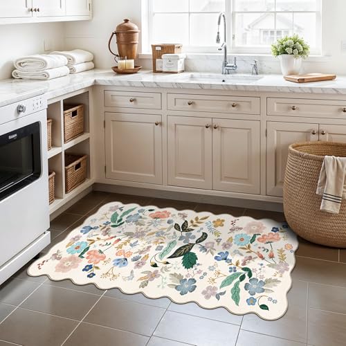 Washable 2x4 Entryway Area Rugs (2x4 / Cream/Floral)