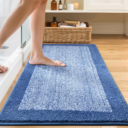 48x24 Long Bathroom Rugs Non Slip Washable (Blue / 2' x 4' (Rectangular))