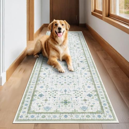 Turkish 3x8 Wide Hallway Runner (3' x 8' (Runner) / Cream Green)
