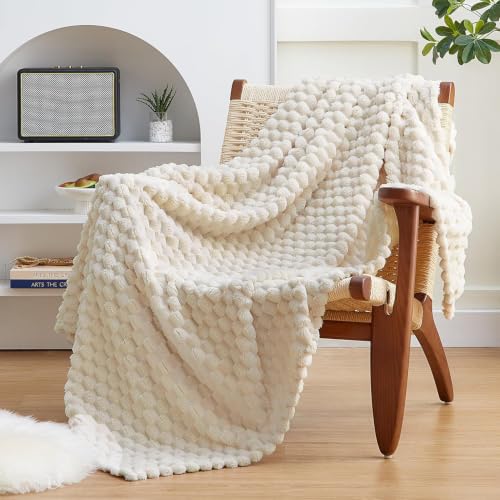 Turtle Shell Throw Blanket Cream for Couch Gentle Soft Fleece (Cream / Throw)