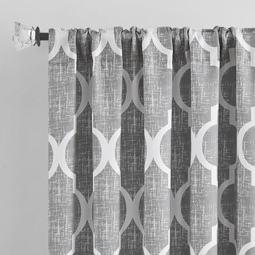 Moroccan 100% Blackout Curtains Bedroom Grey 50x96 2 Panels (Rod Pocket | Grey / 50"W x 96"L (Pack of 2))