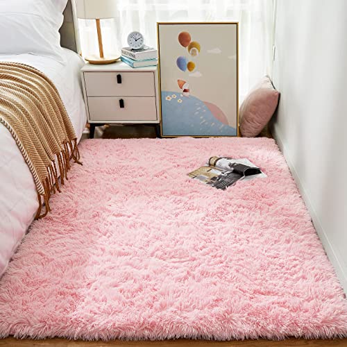 3x5 Pink Rug Bedside Preppy Dorm Area Rug (5- Pink / 3' x 5' (Rectangular))
