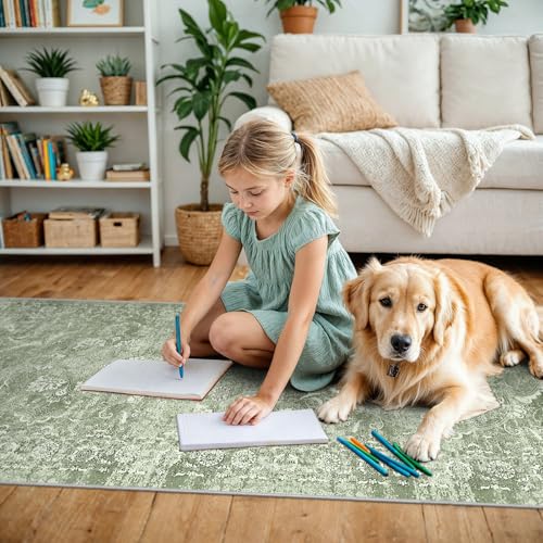 3x8 Washable Runner Rug (Muted Sage Green / 3x8)