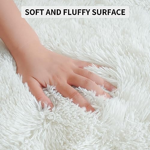 4x6 Soft Fluffy Rug for Bedroom Fuzzy Cream Rugs for Living Room (Cream White / 4' X 6' (Rectangular))