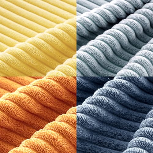 Soft Corduroy Decorative Throw Pillow Covers Blue (18" x 18" (Pack of 4) / Blue-orange)
