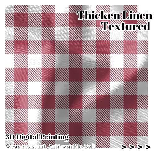 53 x 84 Inch Linen Buffalo Plaid Check Curtains Blackout Room Darkening Thermal Insulated Pink Buffalo Checkered Window Drapes Farmhouse Bedroom Living Room Rod Pocket Tab Curtain 2 Panels (Pink / 53"W x 84"L (Pack of 2))
