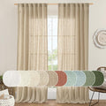 Living Room Sheer Linen Curtains 90 Inch for Bedroom 2 Panels Set (Brown / 52"W x 90"L (Pack of 2))