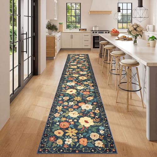 2x12 Washable Runner Rug (Navy Blue / 2' x 12' (Rectangular))