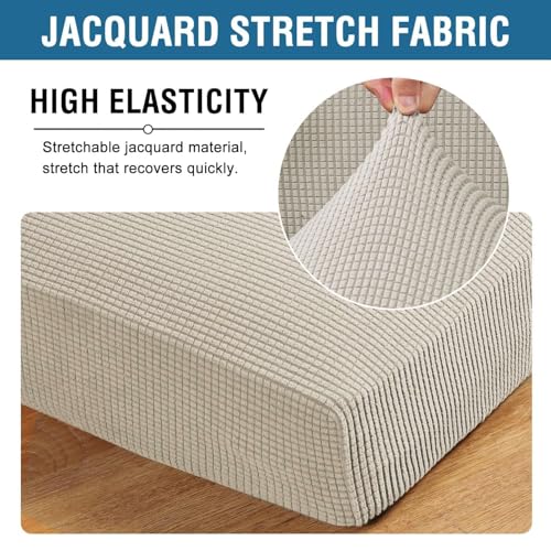 Super Stretch Individual Seat Cushion Covers Sofa Covers Couch Cushion Covers Slipcover Sets Thick Jacquard Textured Twill Fabric (Island Fossi / 1 Cushion Chair)