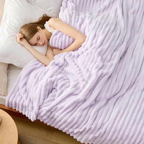 Soft King Size Blankets for Bed Lavender Fog 108"x90" (Lavender Fog / King)