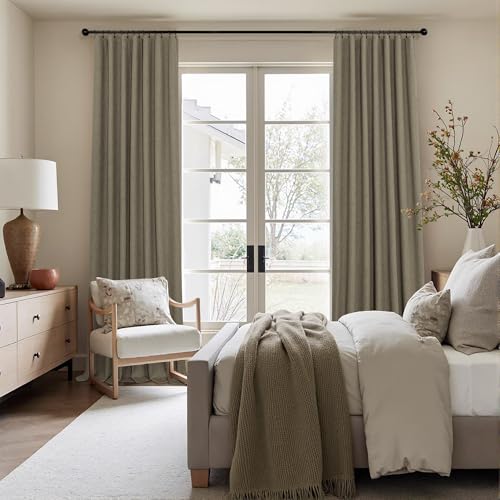 Living Room Curtains 102 Inches Long for 103 Inch Tall Window Drape 100% Blackout Curtains for Bedroom Cold Weather Thermal Insulated Noise Reduction Curtain Farmhouse Style 2 Panels Dark Taupe (Dark Taupe / 52"W x 102"L (Pack of 2))