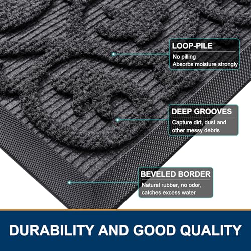 Front Door Mat Outside Entrance (Grey / 47" X 32")
