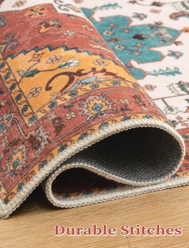 2'6"x8' Washable Non Slip Boho Runner Rug for Hallway (Vintage Orange / 2'6" x 8' (Runner))