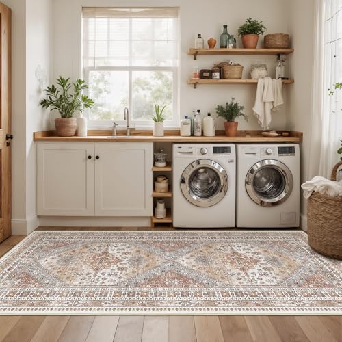 3x8 Runner Rug Non Slip Washable Rugs for Entryway (Orange / 3' x 8' (Runner))