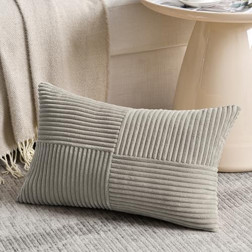 2 Packs Neutral Grey Lumbar Decorative Throw Pillow Covers 14x22 Inch for Living Room Couch Bed Sofa (Neutral Grey / 22" x 14" (Pack of 2))
