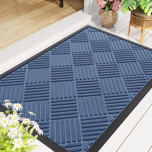 Front Door Mat Outside Entrance (Blue / 35" X 23")