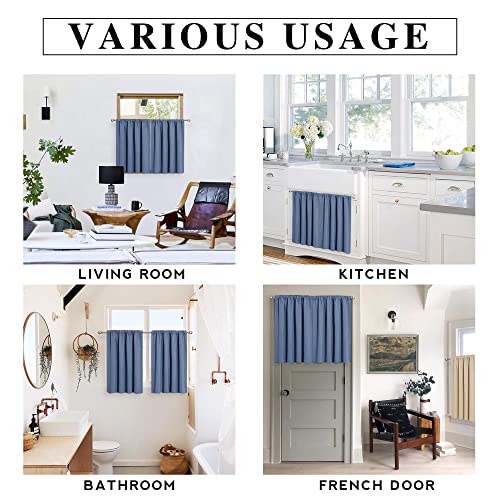 Cafe Blackout Curtains 24 inch Length (Stone Blue / 29"W x 24"L (Pack of 2))