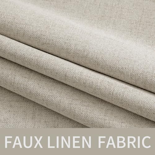 100% Blackout Linen Curtains for Bedroom 52x72 Inches Cobblestone (Cobblestone / 52"W x 72"L (Pack of 2))
