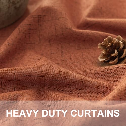 Terracotta Black Out Curtains 72 Inch Long Western Blackout Window Curtain & Drapes 72 Inch Length 2 Panel Viral Retro Vintage Linen Farmhouse for Bedroom Dining Living Room Pumpkin 70s Decor Hippie (Terracotta / 52"W x 72"L (Pack of 2))