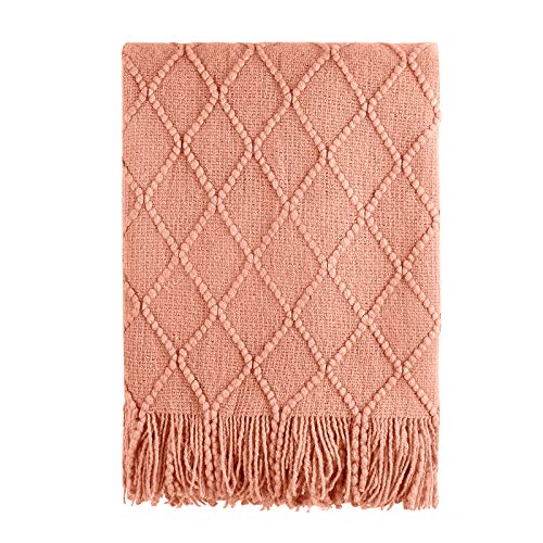 Orange Throw Blanket 60x80 Inch Boho Knit Soft Throw Sofa Blanket (Coral / 60"x80")