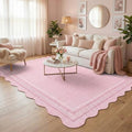 Scalloped Washable Area Rugs 4x6 Entry Rug Non Slip (Pink / 4' x 6' (Rectangular))