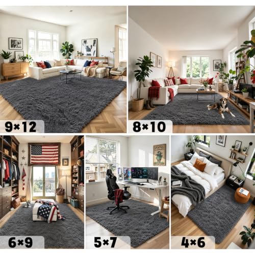 5x8 Dark Grey Shag Area Rug for Living Room (Dark Grey / 5' x 8' (Rectangular))