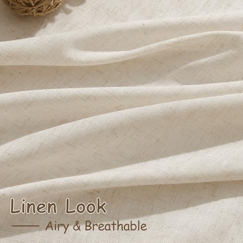 Extra Long 120 Inch Curtains for Living Room Cream Beige Linen Light Filtering Semi Sheer Curtain Back Tab Modern Farmhouse Decor Floor to Ceiling High Window for Bedroom 52x120 (52"W x 120"L (Pack of 2) / Cream Beige)