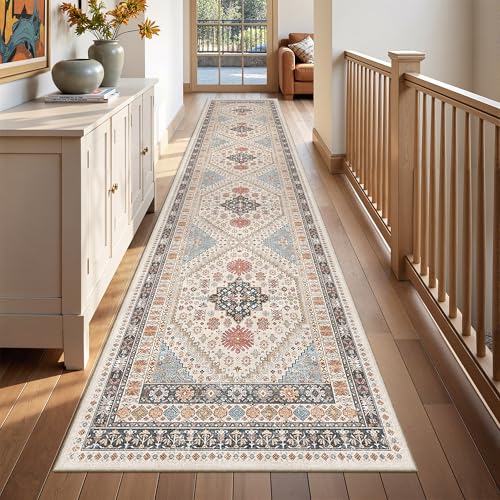 Hallway Runner Rug 2x12 Extra Long Washable Runner (Blue/Red/Multi / 2' x 12' (Runner))