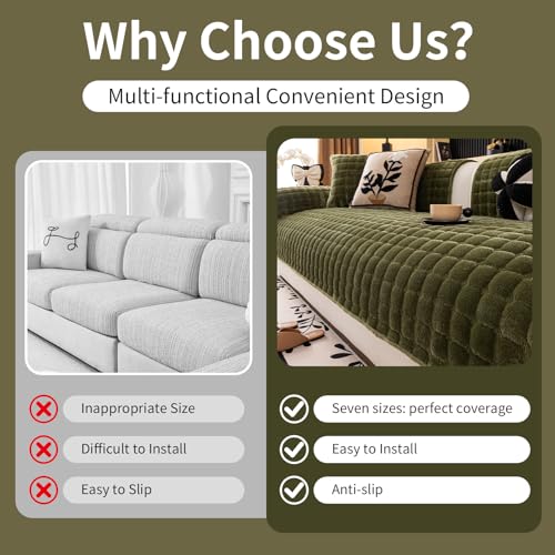 Sectional Velvet Couch Covers for 1 Seat (Dark Green / 1PC/35.4"x35.4"/Backrest & Single)