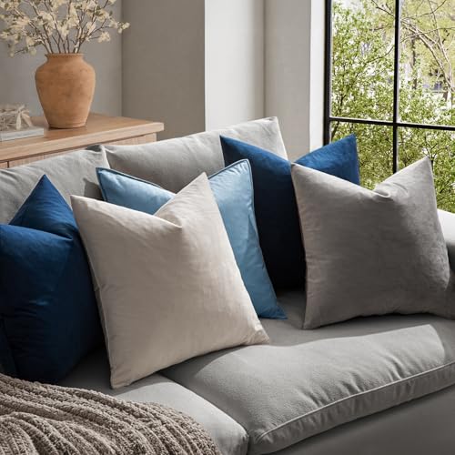Velvet Throw Pillow Covers 20x20 Inch Pack of 2 Dark Blue (20" x 20" (Pack of 2) / Dark Blue)