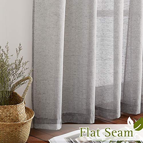 Living Room Sheer Linen Curtains for 84 inch Length 2 Panels Set (70"W x 84"L (Pack of 2) / Charcoal Grey)