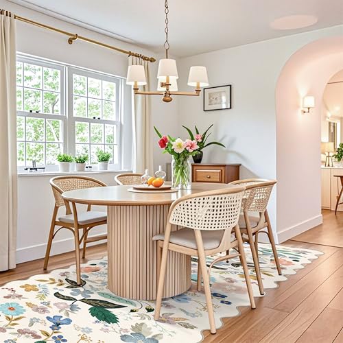Hallway 4x10 Washable Area Rugs (4' x 10' (Rectangular) / Cream/Floral)