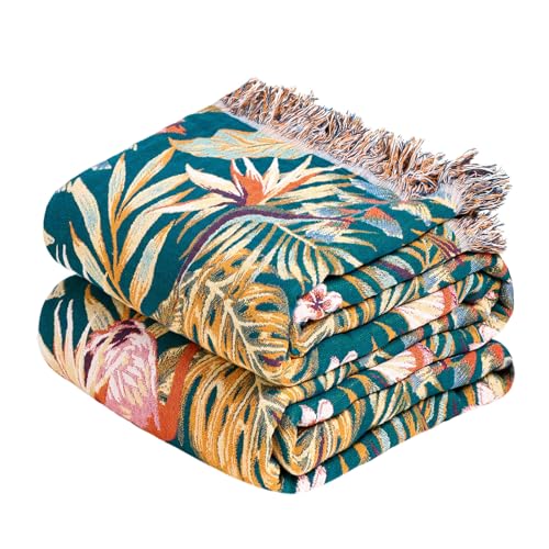 Boho Throw Blanket 50"x60" Vintage Jungle Bird Blanket for Couch (Jungle Jewel / 50"x60")