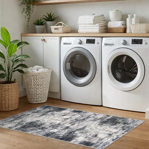 Abstract Runner Rug 2x5 Ft Washable Runners for Hallways (Black/Grey/White / 2' x 5' (Rectangular))