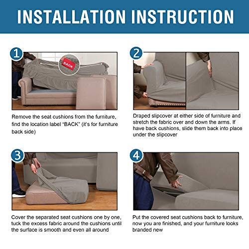 4 Piece Stretch Sofa Covers for 3 Cushion Couch Covers for Living Room Furniture Slipcovers (Large / Taupe)
