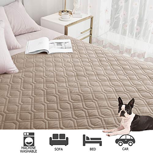 Waterproof Blanket Reversible Dog Bed Cover Pet Blanket for Furniture Bed Couch Sofa (82x102 Inch (Pack of 1) / Beige)