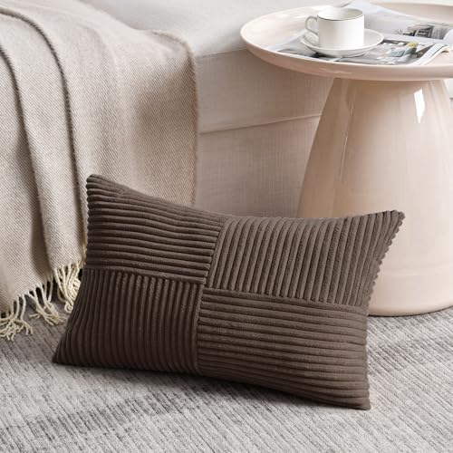 2 Packs Dark Brown Lumbar Decorative Throw Pillow Covers 16x26 Inch for Living Room Couch (Dark Brown / 26" x 16" (Pack of 2))