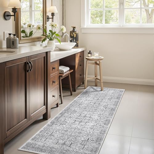 Washable 2x8 Runner Rug (Grey / 2' x 8' (Runner))