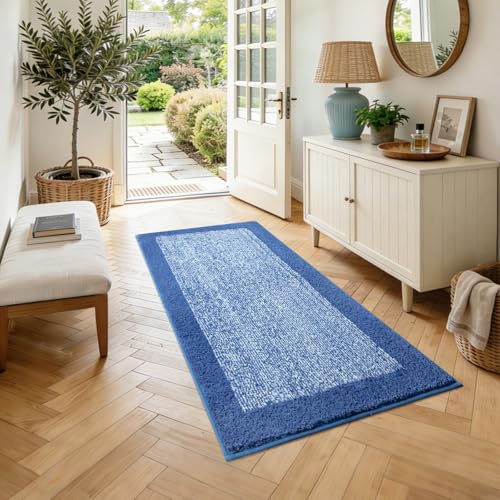 48x24 Long Bathroom Rugs Non Slip Washable (Blue / 2' x 4' (Rectangular))