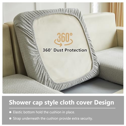 Couch Cushion Covers for Sofa Couch Covers Wear (Texture-light Gray / Large Triple Seat Cover)