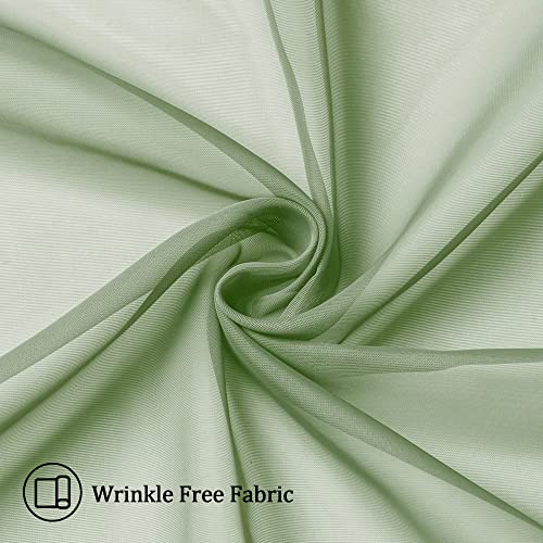 Long Sheer Bedroom Curtains 2 Panel Sets 108" Inch Length (40"W x 108"L (Pack of 2) / Sage Green)