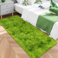 Tie Dyed Runner Rug for Bedroom Green 2x5ft Fluffy Area Rug Bedside Runner Rug for Kids Room Boys Teens Nursery Baby Living Room Dorm Home Decor Carpets (Tie-dyed Green / 2' x 5' (Runner))