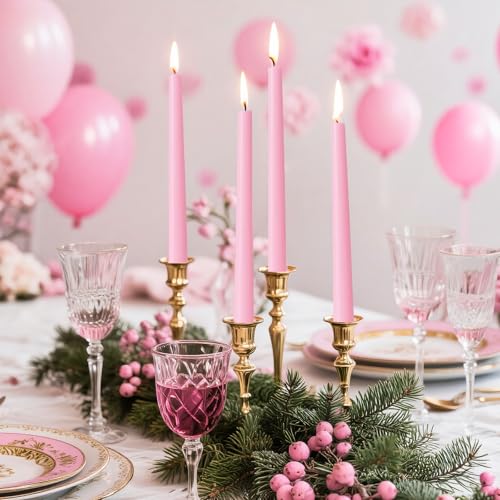 0.87×10 Inch Pink Taper Candles (Pink)