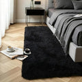 Black Fluffy Shag Runner Rug (Black / 2' x 6' (Rectangular))